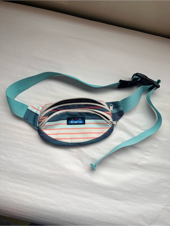 Kavu Handbags - KAVU Striped Fanny Pack Belt Bag in Teal and Coral